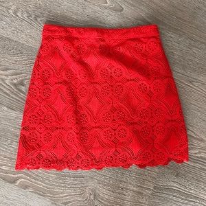 HOLLISTER Red Crochet Mini Skirt